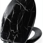 Angel Shield Marble Toilet Seat Elongated Black with Quiet Close-0