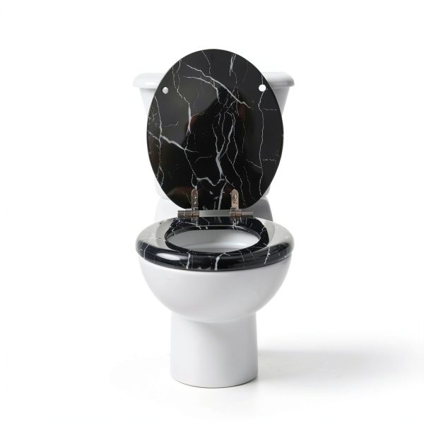Angel Shield Marble Toilet Seat Elongated Black with Quiet Close-5