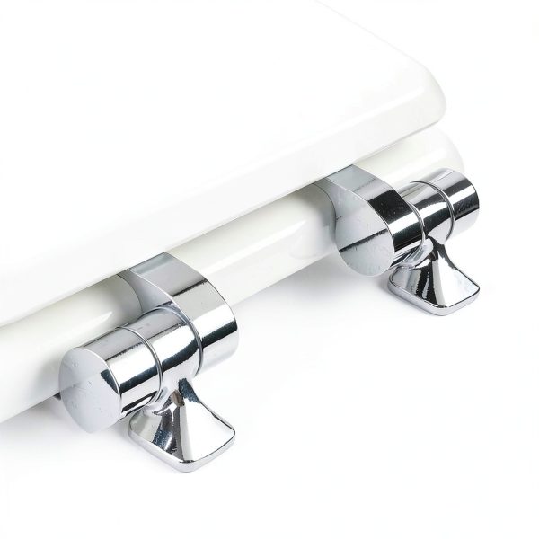 Mayfair Bennett Toilet Seat Chrome Hinges Round White Wood-1
