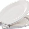 KOHLER Stonewood Quiet-Close Toilet Seat White Round Wood Soft Close-0
