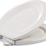KOHLER Stonewood Quiet-Close Toilet Seat White Round Wood Soft Close-0