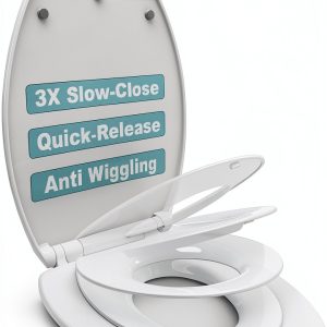 Family Toilet Seat 1M Slow Close Quick Release Elongated Toddler Seat-0