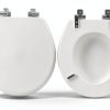Mayfair Bennett Toilet Seat Chrome Hinges Round White Wood-4