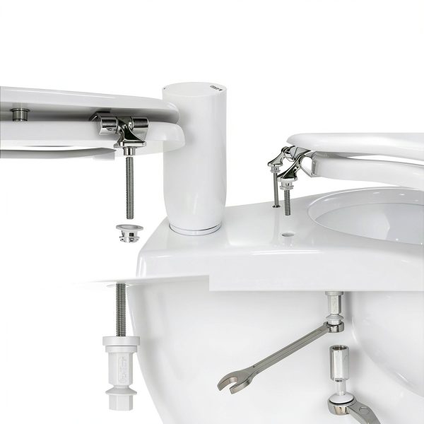 Mayfair Bennett Toilet Seat Chrome Hinges Round White Wood-6
