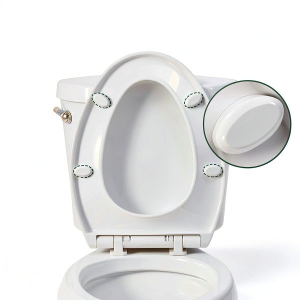 Toilet seat Elongated WSSROGY White Slow Close with Four Bumpers-5