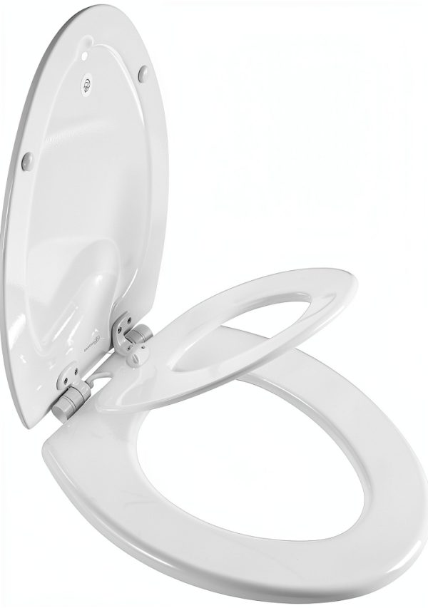 Mayfair NextStep2 Slow-Close Toilet Seat with Built-In Toddler Potty Training Seat, Removable, White, Elongated-0