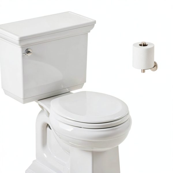 KOHLER Stonewood Quiet-Close Toilet Seat White Round Wood Soft Close-1