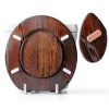 Angel Shield Wood Veneer Toilet Seat Round Dark Walnut Hinged-3