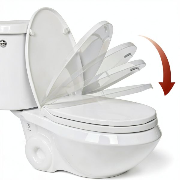 Toilet seat Elongated WSSROGY White Slow Close with Four Bumpers-3