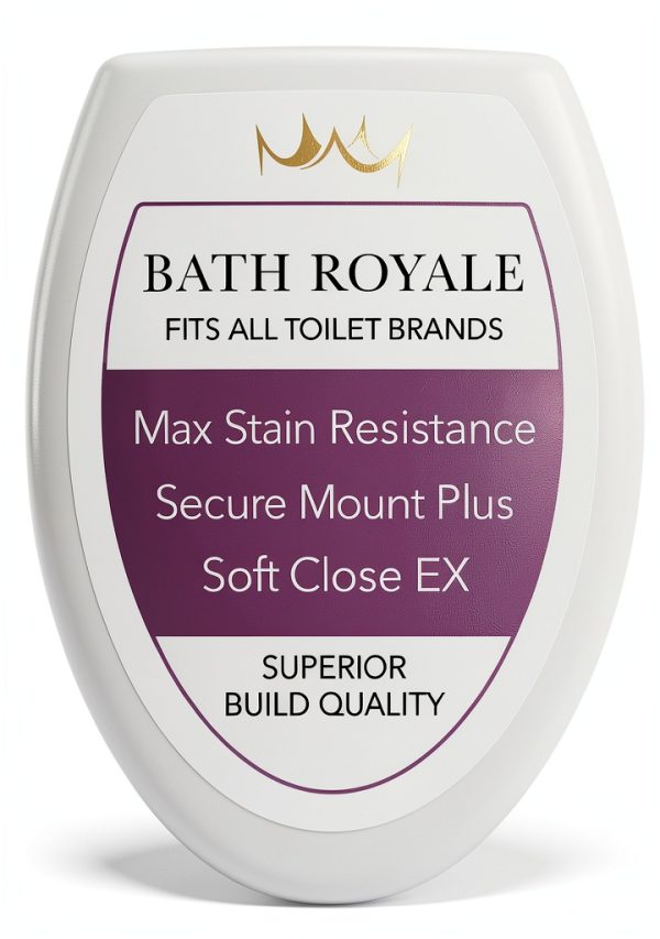 Bath Royale Slow Close Toilet Seat BR501-00 White Elongated, Stain-Resistant and Easy to Keep Clean, Heavy Duty Fits All Toilet Brands, Executive Series-0