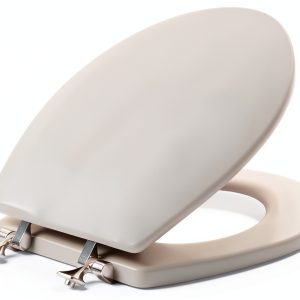 Toilet Seat Mayfair 844CP 000 Round White Chrome Hinges Enameled Wood-0
