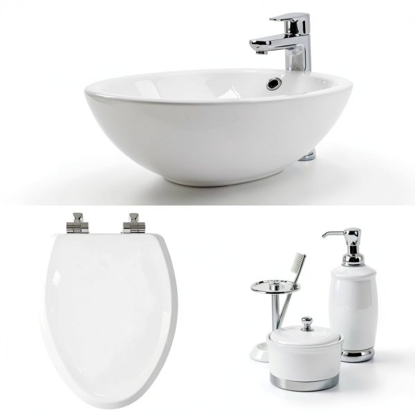Mayfair Bennett Toilet Seat Chrome Hinges Round White Wood-3
