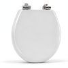 Mayfair Bennett Toilet Seat Chrome Hinges Round White Wood-2