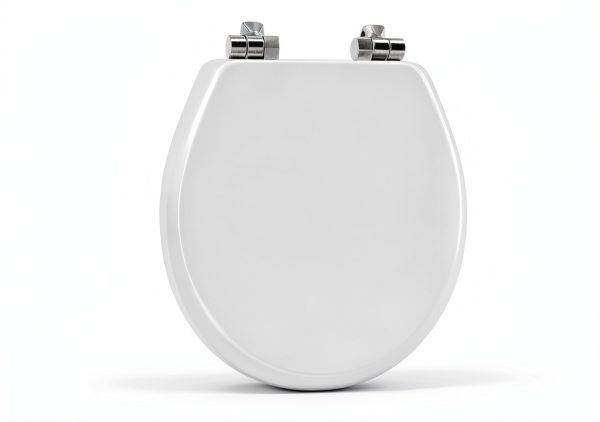 Mayfair Bennett Toilet Seat Chrome Hinges Round White Wood-2
