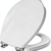 Mayfair Bennett Toilet Seat Chrome Hinges Round White Wood-0
