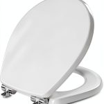 Mayfair Bennett Toilet Seat Chrome Hinges Round White Wood-0