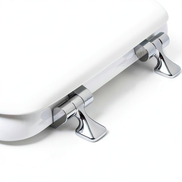Toilet Seat Mayfair 844CP 000 Round White Chrome Hinges Enameled Wood-1