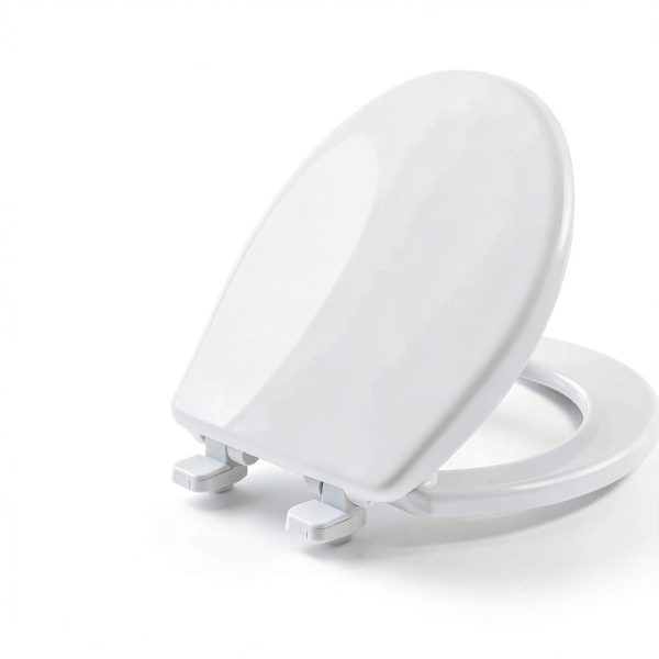 Mayfair Caswell Modern Slow Close Toilet Seat, Durable Plastic, Round, White-1