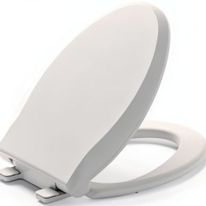 Toilet Seat Cover Elongated – Durable PP Toilet Seat with Slow Close Hinges, Easy Clean White Replacement for American Standard Toilets-0