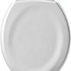 KOHLER Stonewood Quiet-Close Toilet Seat White Round Wood Soft Close-7